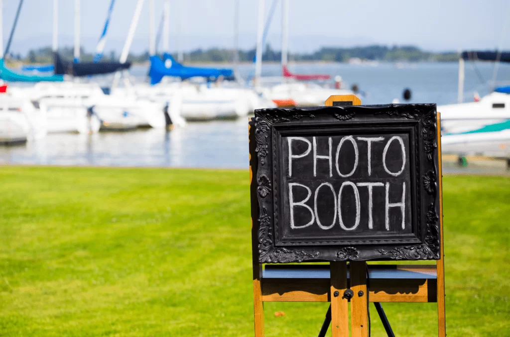 photobooth sign on front of the sea dock